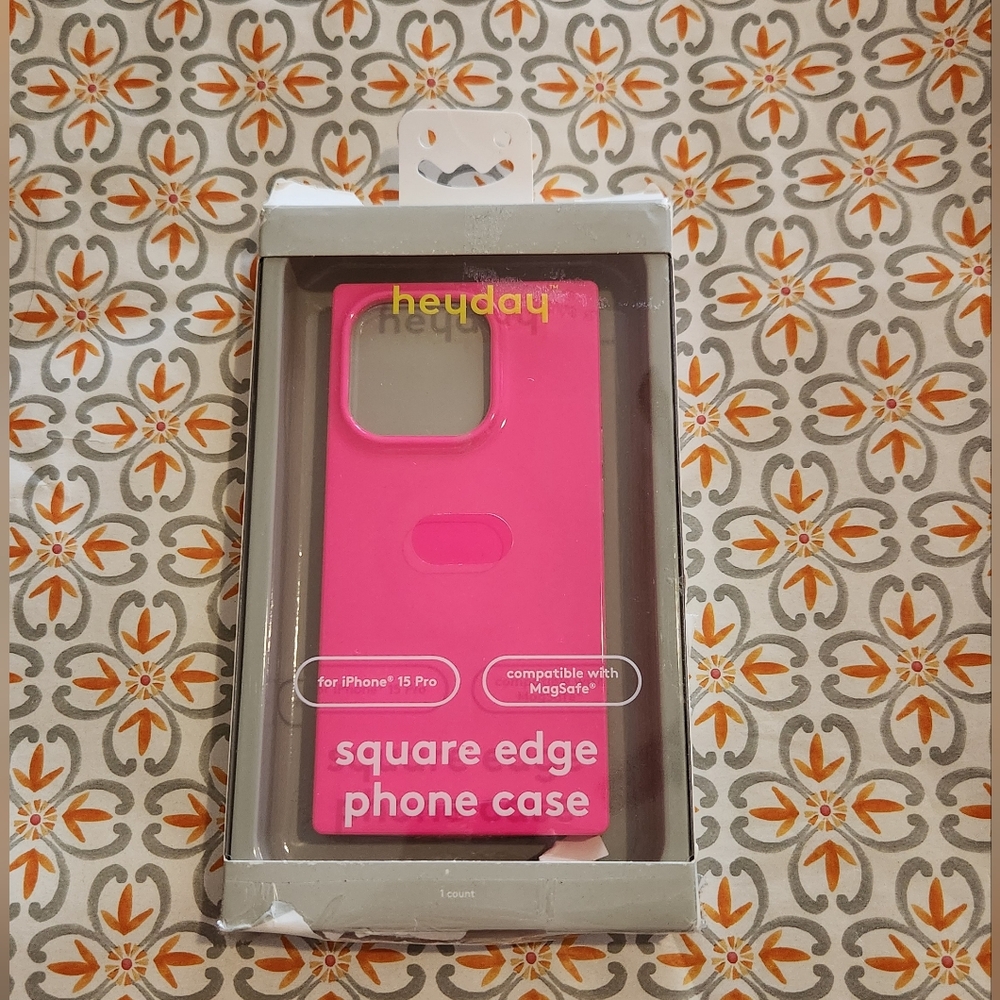 Heyday Pink Square Edge Phone Case for iPhone 15 Pro